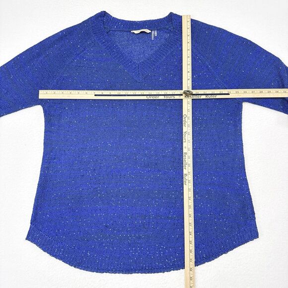 Soft‎ Surroundings Sweater Size XL Petite Blue V Neck Pullover Sequin Casual - Picture 7 of 9
